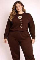 Blusa Moletom Plus Size Feminina Estampada Flor