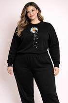 Blusa Moletom Plus Size Feminina Estampada Flor Blusa Moletom Plus Size Feminina Estampada Flor
