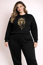 Blusa Moletom Plus Size Feminina Estampada Leão