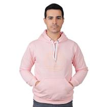 Blusa Moletom Rosa Básico Liso com Bolsos e Capuz Casual Blusa Moletom Rosa Básico Liso com Bolsos e Capuz Casual