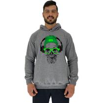 Blusa Moletom Tradicional Com Touca MXD Conceito Caveira De Headset Blusa Moletom Tradicional Com Touca MXD Conceito Caveira De Headset