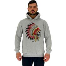 Blusa Moletom Tradicional Com Touca MXD Conceito Caveira Índio Cacique