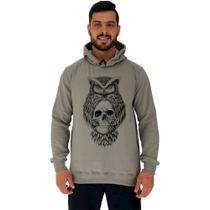 Blusa Moletom Tradicional Com Touca MXD Conceito Owl And Skull