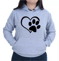 Blusa Moletom Unissex Canguru Dog Cachorro Coração Pata Top