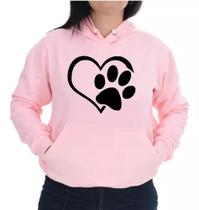 Blusa Moletom Unissex Canguru Dog Cachorro Coração Pata Top