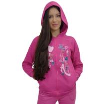 Blusa Moletom Zíper Capuz Flanelada Infantil Juvenil Menina