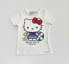 Blusa Momi Hello Kitty Náutico Branca com Strass