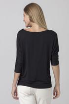 Blusa Morcego Ampla Manga 3/4 Preta