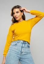 Blusa Morcego Gola Canoa Manga Longa Canelada Mostarda Salvatore Blusa Morcego Gola Canoa Manga Longa Canelada Mostarda Salvatore