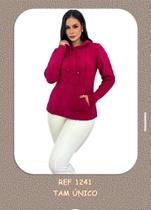 Blusa Mousse com Capuz e Bolsos Canguru - Tamanho Único - Cor Pink Blusa Mousse com Capuz e Bolsos Canguru - Tamanho Único - Cor Pink