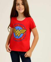 Blusa mulher maravilha infantil vermelha, tamanho P