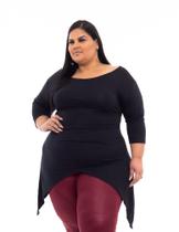 Blusa Mullet Assimétrica Manga Longa Plus Size Blusa Mullet Assimétrica Manga Longa Plus Size