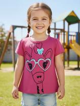 Blusa Mullet meninas Em Algodão Girafa Nº 1 Ao 3