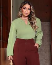 Blusa nathy manga longa crepe