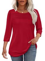 Blusa OFEEFAN Plus Size para mulheres com manga 3/4 vermelha M