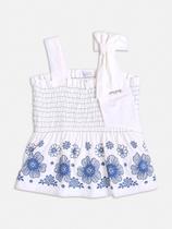 Blusa off white com flores Blusa off white com flores