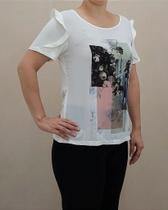 Blusa Off White de Viscose com Babados para Mulheres Blusa Off White de Viscose com Babados para Mulheres