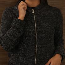 Blusa Olho Fatal Tricô Bomber Lurex 601528 Blusa Olho Fatal Tricô Bomber Lurex 601528