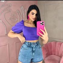 Blusa ombrinho caído tamanho M cor roxa
