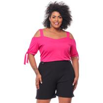 Blusa Ombro a Ombro com Amarração Viscolycra Curvy Plus Size