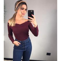 Blusa ombro a ombro com bojo ciganinha manga longa moda feminina