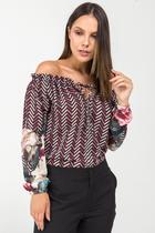 Blusa Ombro a Ombro Estampada Floral-P