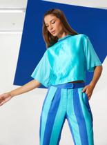 Blusa open azul ciano feminino