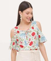 Blusa Open Shoulder Estampada Feminina-36006