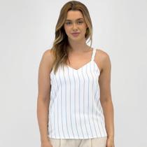 Blusa Oulusha Regata Listrada Alça Trançada Feminina