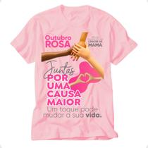 Blusa outubro rosa camiseta prevenção cancer de mama