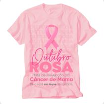 Blusa outubro rosa camiseta prevenção cancer de mama