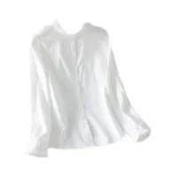 Blusa Oversized Floral Jacquard plus Size Para Mulheres, Estilo Retro Francês, Colarinho Branco Com Blusa Oversized Floral Jacquard plus Size Para Mulheres, Estilo Retro Francês, Colarinho Branco Com