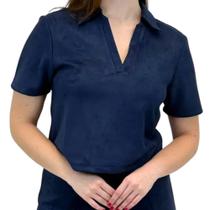 Blusa pacific blue manga curta suede feminino ref: pac23631094 Blusa pacific blue manga curta suede feminino ref: pac23631094