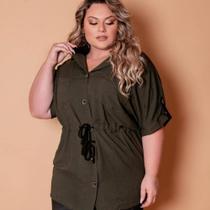 Blusa Parka Feminina Moda Plus Size Manga Curta Lançamento