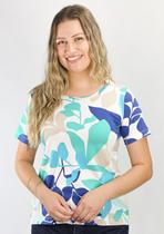Blusa Pau a Pique Estampada Azul Turquesa