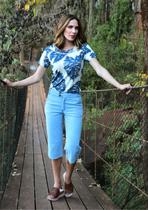 Blusa Pau a Pique Estampada Azul