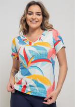 Blusa Pau a Pique Estampada Azul