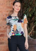 Blusa Pau a Pique Estampada Preto Blusa Pau a Pique Estampada Preto