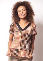 Blusa Pau a Pique Estampada Telha