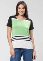 Blusa Pau a Pique Listrada Verde e Preto