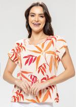 Blusa Pau a Pique Viscose Estampada Laranja