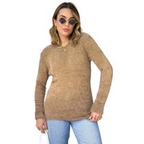 Blusa Pelinho Frio Pelúcia Aveludada Feminino Manga Longa