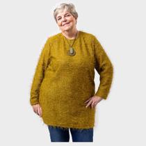 Blusa peludinha mostarda plus size
