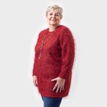 Blusa peludinha vermelha plus size