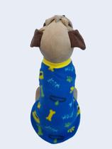 Blusa Pet azul e amarela para frio brinquedos e patas GG