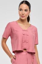 Blusa PKS Com Laços Viscose Rosê