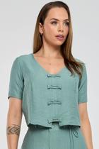 Blusa PKS Com Laços Viscose Verde