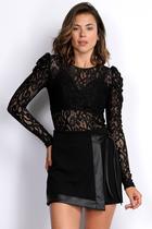 Blusa PKS de Renda Preta