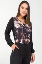 Blusa PKS Decote V Estampa Floral-P Blusa PKS Decote V Estampa Floral-P