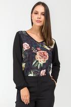 Blusa PKS Decote V Estampa Geométrica-M